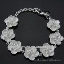 Venta al por mayor 925 pulseras lindas de plata de la flor para las muchachas BSS-016